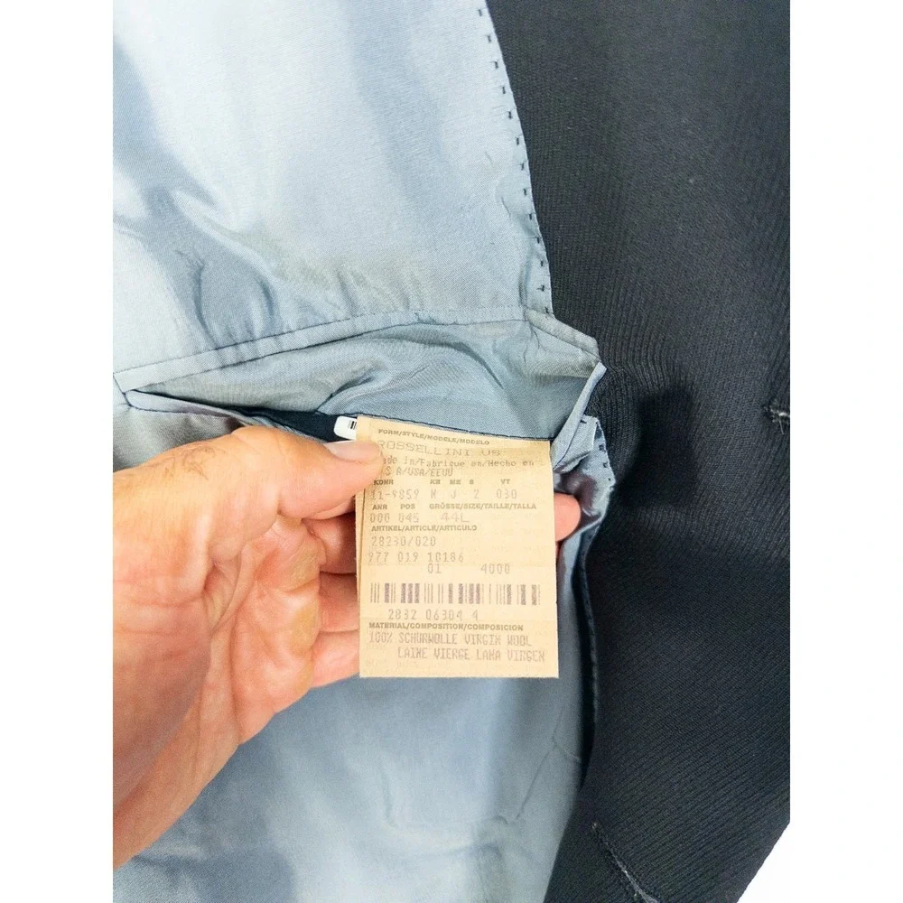 VTG Hugo Boss Rossellini Blazer Mens 44L Black 3 Button Wool Super 100‎